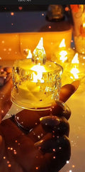 Silver Crystal LED Candles Pack of 12 Battery Operated