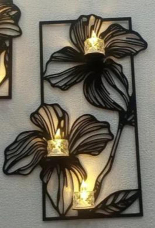 Black Flower Wall Art Set of 3 for Home Decor